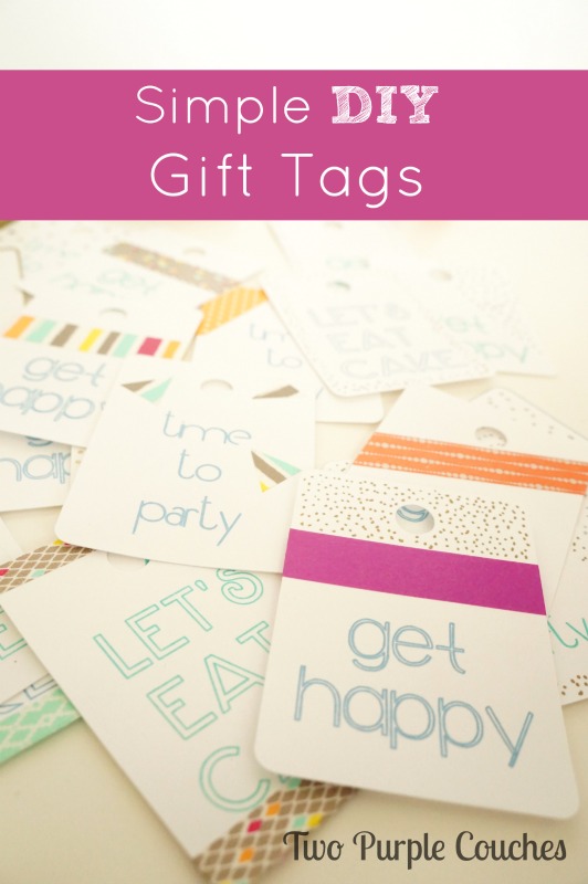 Make your own simple gift tags using washi tape and paint pens. via www.twopurplecouches.com 