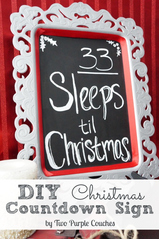 DIY Christmas Countdown Sign via www.twopurplecouches.com