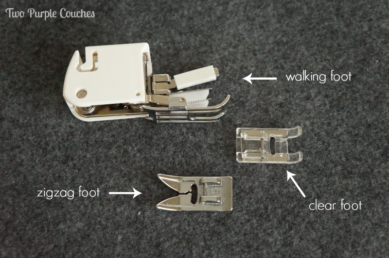 Sewing machine feet for various uses. via www.twopurplecouches.com
