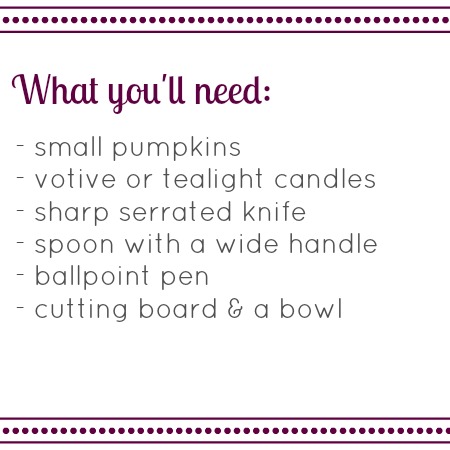 A few supplies are all you need to make your own pumpkin votive holders. via www.twopurplecouches.com