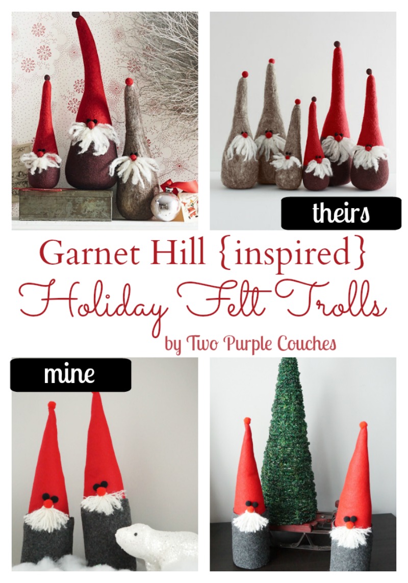 Garnet Hill Inspired Holiday Felt Trolls via www.twopurplecouches.com