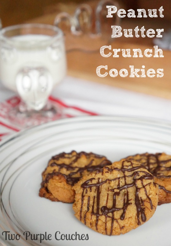 Peanut Butter Crunch Cookies. 2014 Christmas Cookie Recipe Swap via www.twopurplecouches.com