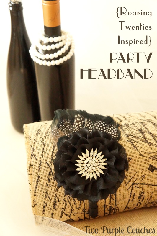 This would be the perfect accessory for New Year's Eve! Roaring Twenties Inspired DIY Party Headband. via www.twopurplecouches.com