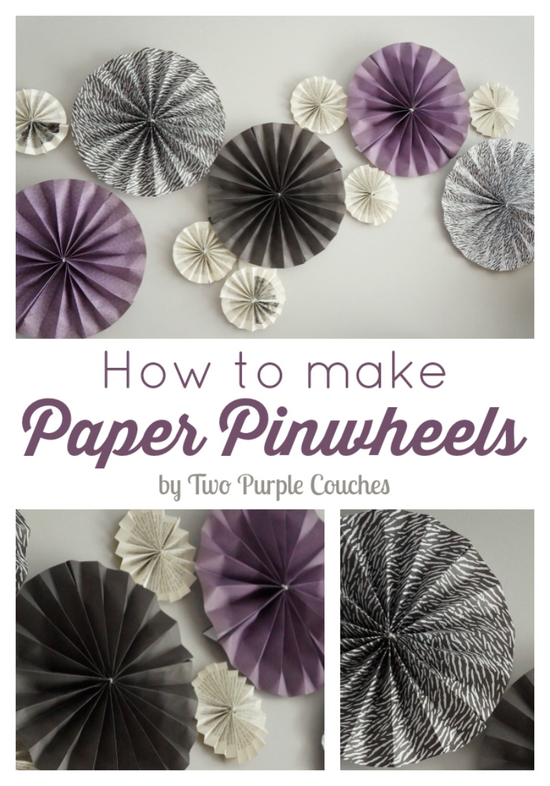 How to make paper pinwheels via www.twopurplecouches.com