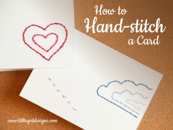 Creative Spark Link Party Feature: How to Hand-Stitch a Card from Little Girl Designs