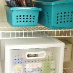 Great Idea! Organize your bathroom closet and cabinets with bins and drawers. Keeps everything nice and tidy! via www.twopurplecouches.com