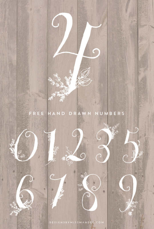 Creative Spark Most Clicked: Hand Drawn Numbers from Designs by Miss Mandee