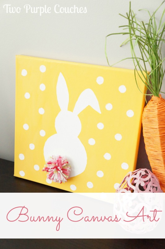 Adorably Easy Easter Bunny Canvas Art! Get the tutorial on how to make this simple DIY Easter craft. A perfect craft idea to make with the kids! 