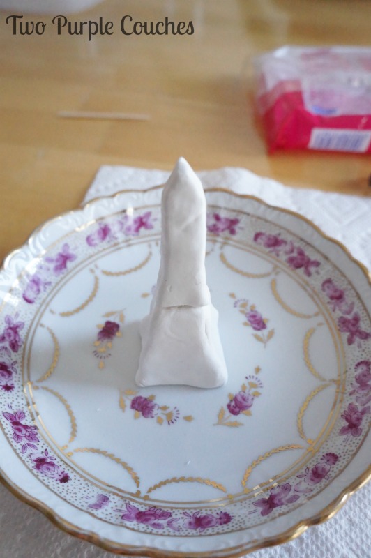 Ring Dish with clay tower. via www.twopurplecouches.com
