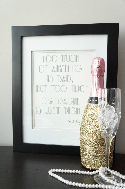 DIY Glittered Champagne Bottles