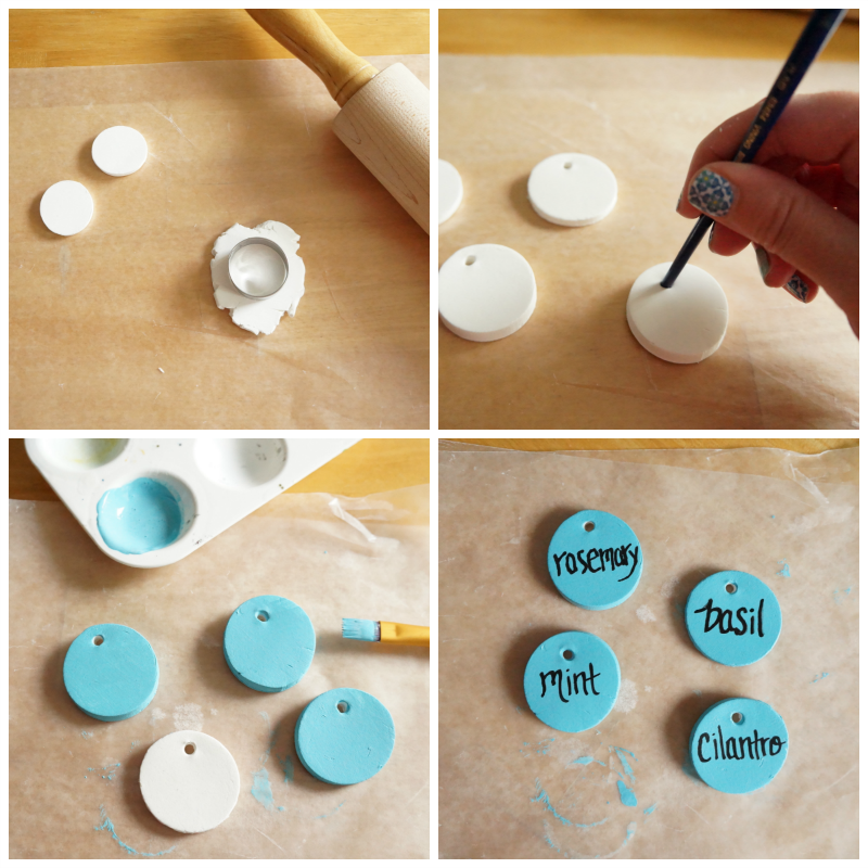 How to make a set of herb markers using clay. via www.twopurplecouches.com