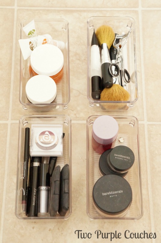 Makeup organizing and storage solutions via www.twopurplecouches.com
