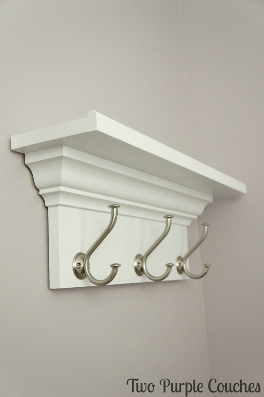 Finished Shelf - made with 1"x6", 1"x8", half-round and crown moulding. via www.twopurplecouches.com