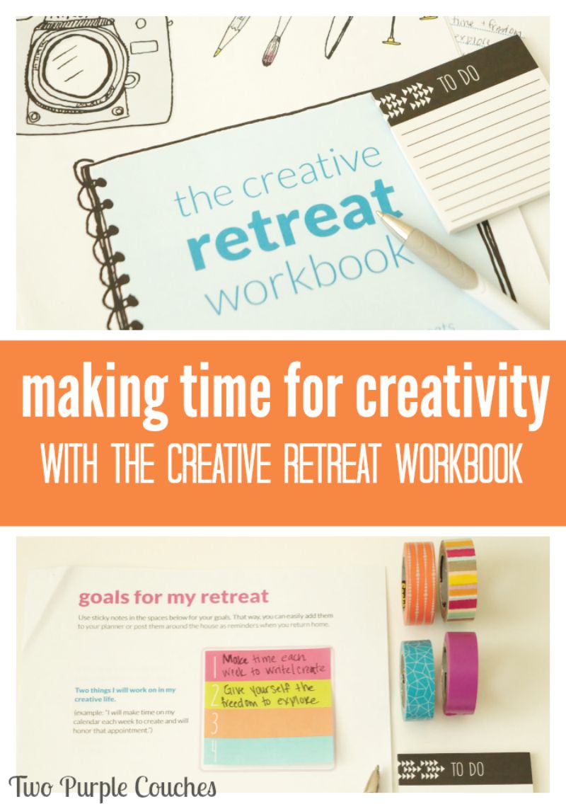 Making Time for Creativity with The Creative Retreat Workbook via www.twopurplecouches.com