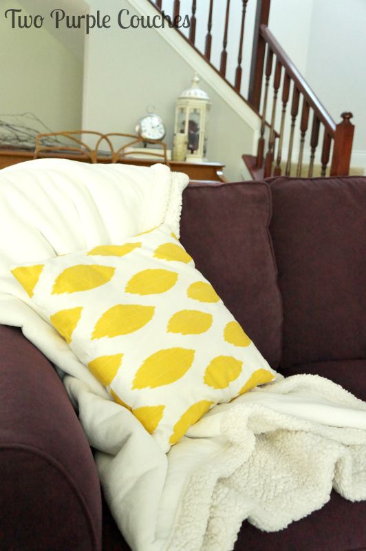 pair unexpected colors this season: corn yellow with eggplant. fall home tour via www.twopurplecouches.com
