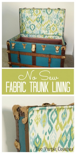 No Sew Fabric Lining for a Vintage Trunk