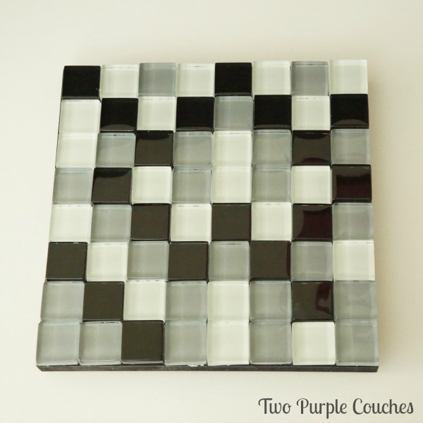 Cute DIY trivet made with glass mosaic tiles. via www. twopurplecouches.com