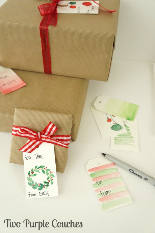 Easy watercolor gift tags that you can DIY for holiday gift-giving. 