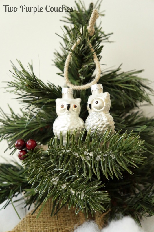 Make this cute wintry owls Christmas ornament in minutes. Great gift idea for owl lovers, natural and rustic decor!