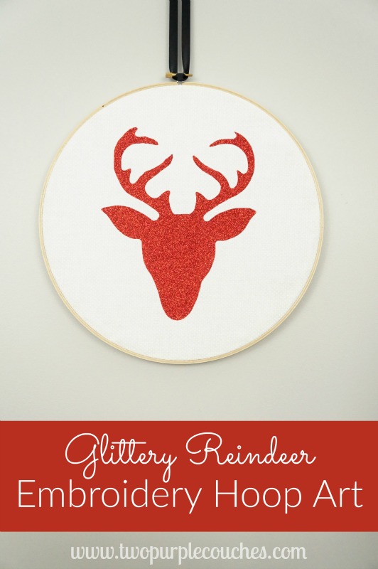 See how simple it is to make this glittery reindeer hoop art for your holiday decor!