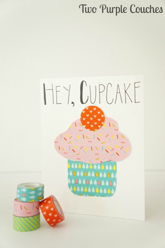 Make an adorable washi tape cupcake birthday card in minutes!