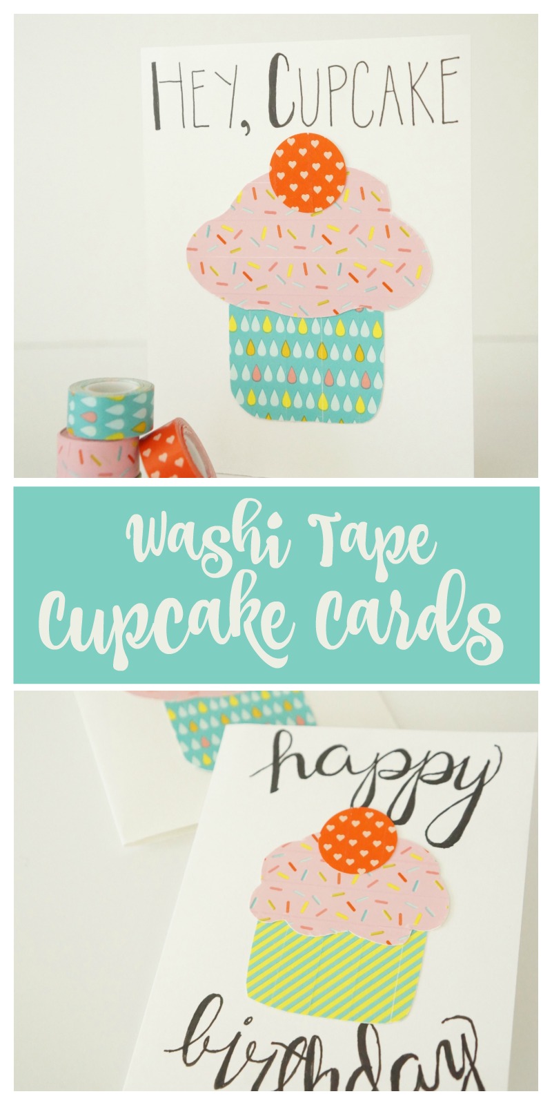 Too cute!! Love these simple cupcake birthday cards made from washi tape!