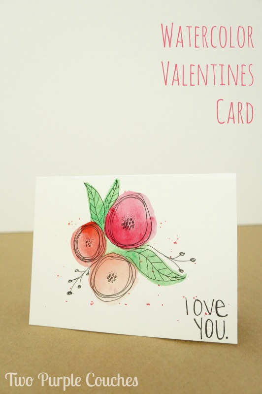 Give your sweetheart something handmade! Create this pretty watercolor Valentines card by combining simple hand drawn flowers with watercolors.