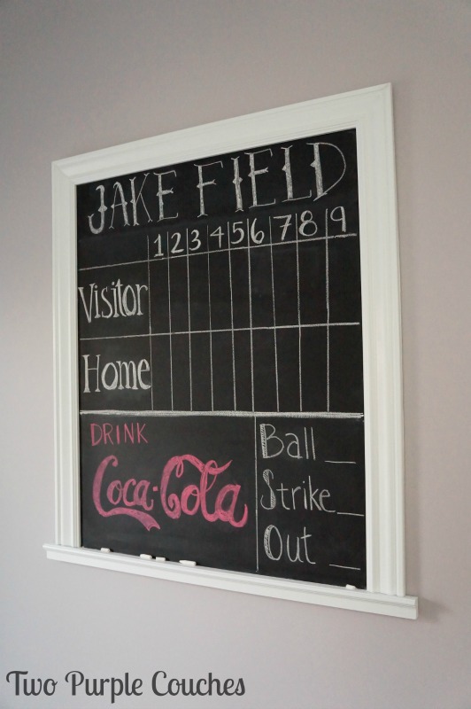 Turn a chalkboard into a vintage baseball scoreboard