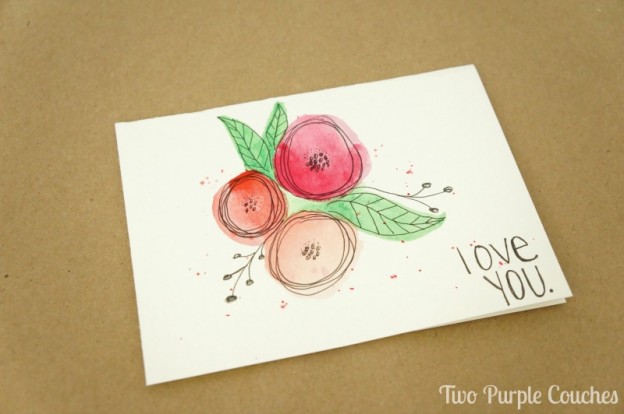 Give your sweetheart something handmade! Create this pretty watercolor Valentines card by combining simple hand drawn flowers with watercolors.
