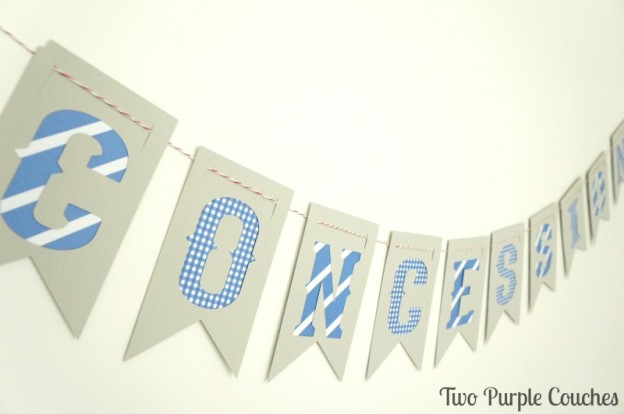 Make this easy DIY Concessions banner for a sports themed birthday party or baseball shower.