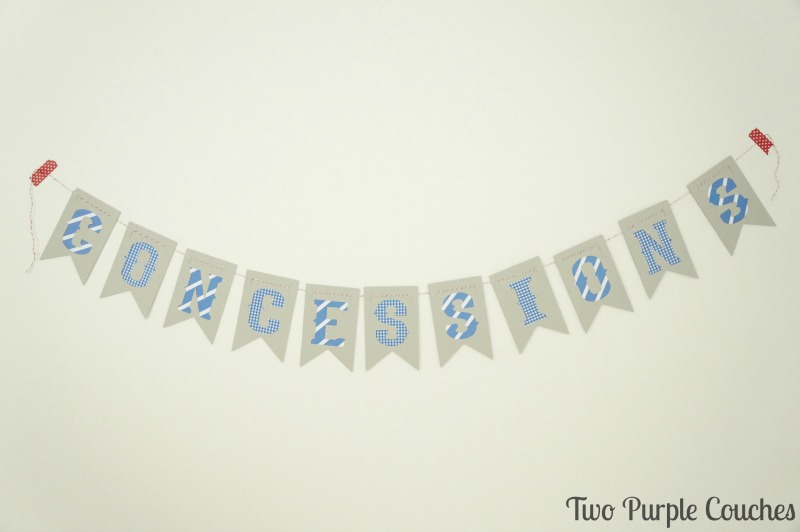 Make this easy DIY Concessions banner for a sports themed birthday party or baseball shower.