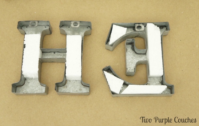 using Styrofoam to attached metal letters