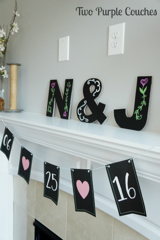 Pretty DIY chalkboard letters and banner for a garden party bridal shower