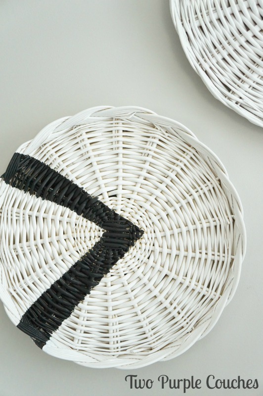 Tribal Painted Wicker Chargers / Transform thrifted wicker plates with paint - this easy DIY idea adds a tribal touch to plain wicker charger plates.