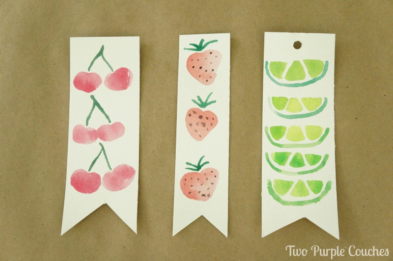 Make your own watercolor bookmarks featuring sweet summer fruits designs like strawberries, limes & cherries. These are so easy to paint yourself!