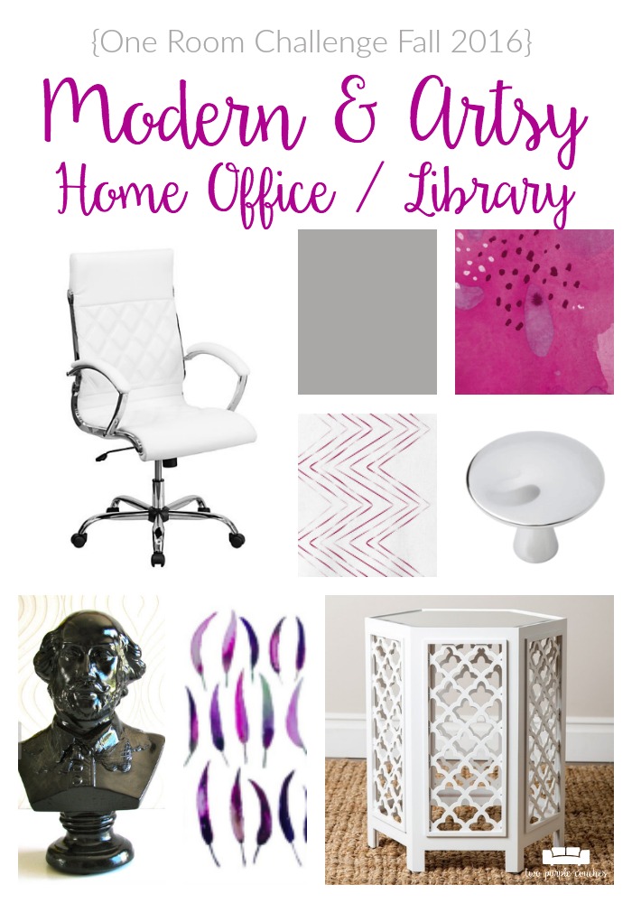 Take a peek at our home office design plans! It's Week 2 of the One Room Challenge and I'm sharing inspiration ideas for a modern, chic home office.