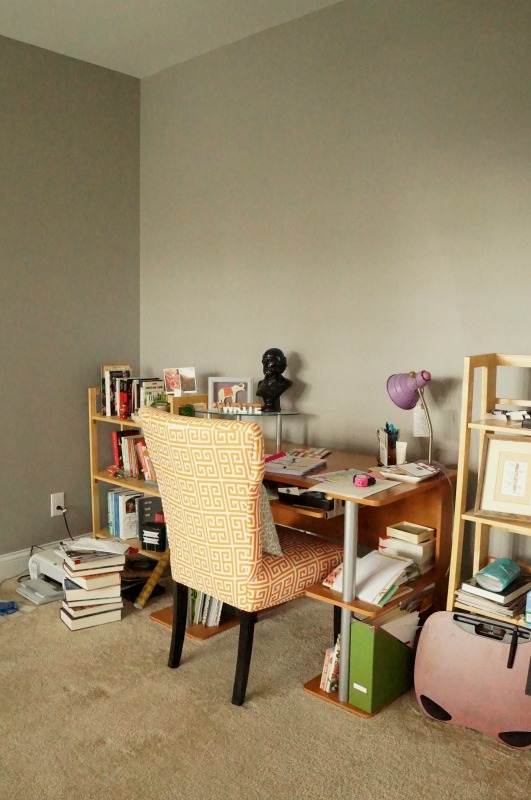Home Office Makeover: turning a builder-grade study into a modern, organized and colorful office and home library for the Fall 2016 One Room Challenge.