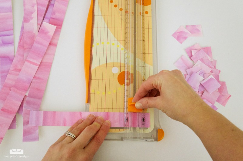 cutting watercolor strips for abstract art