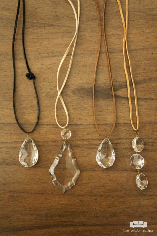 How to create beautiful chandelier crystal necklaces. This is such a fun way to repurpose and upcycle found vintage crystals into gorgeous pendant jewelry!