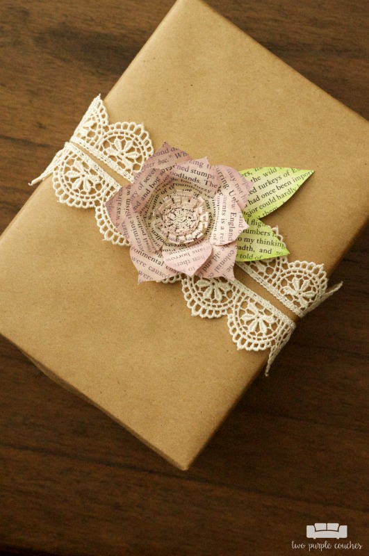 Make your gifts extra special with these DIY book page flower gift toppers - perfect for bridal shower gifts, Mother's Day gifts, and birthday gifts!