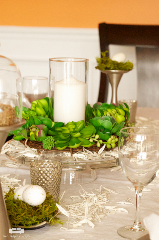 Modern Rustic Spring Tablescape - DIY ideas for casual modern rustic spring table. Set a beautiful spring table with simple decor and natural elements.