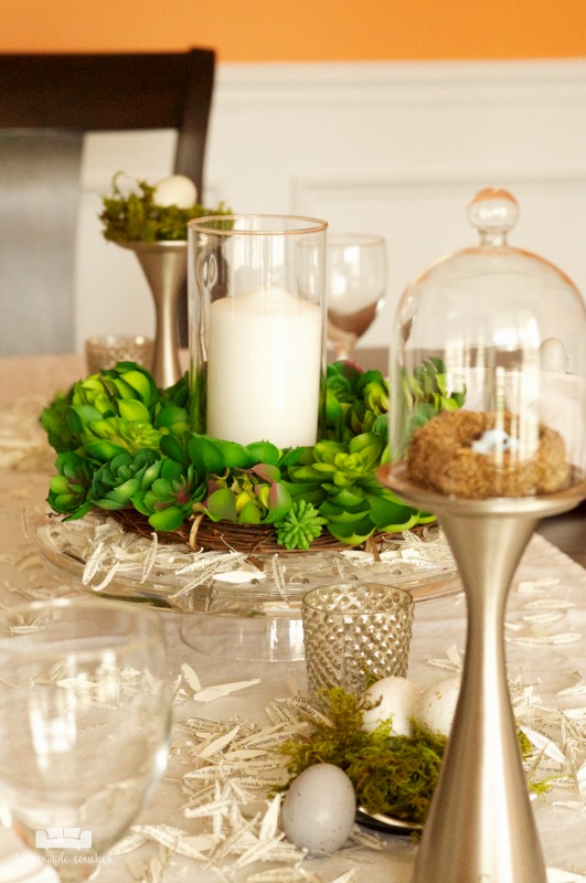 Modern Rustic Spring Tablescape - DIY ideas for casual modern rustic spring table. Set a beautiful spring table with simple decor and natural elements.