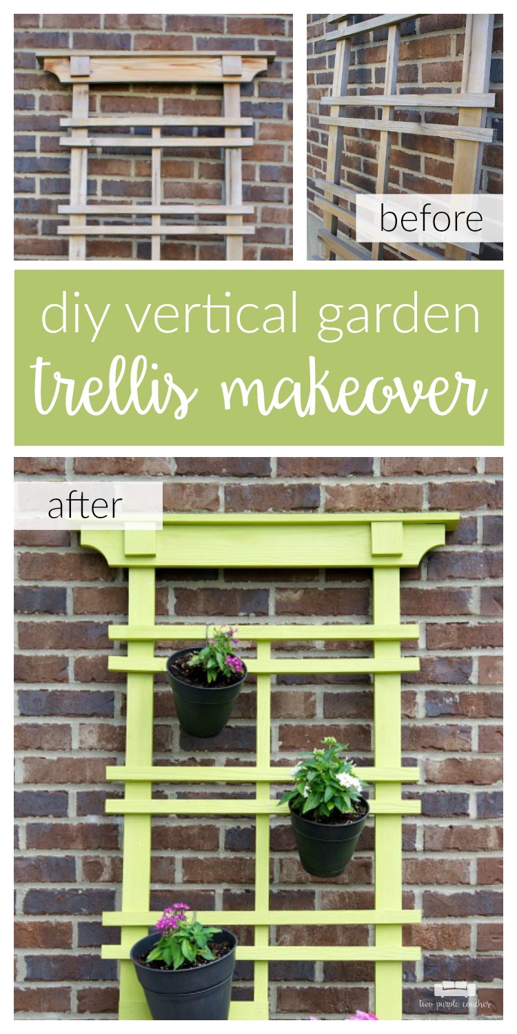 DIY Vertical Garden Trellis Makeover. Transform your outdoor patio decor with a modern painted vertical garden trellis. Great way to display flowers, herbs.