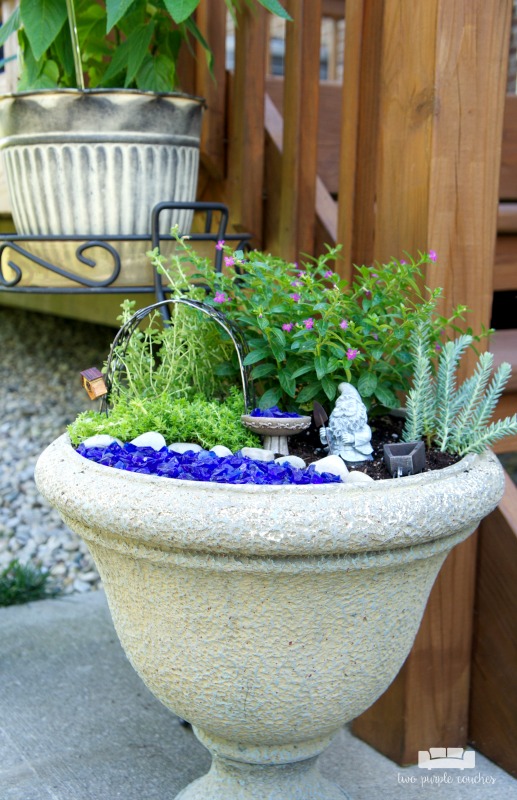 Learn how easy it is to make a fairy garden in a pot. Simple outdoor plants and accessories bring your DIY gnome or fairy garden container ideas to life!