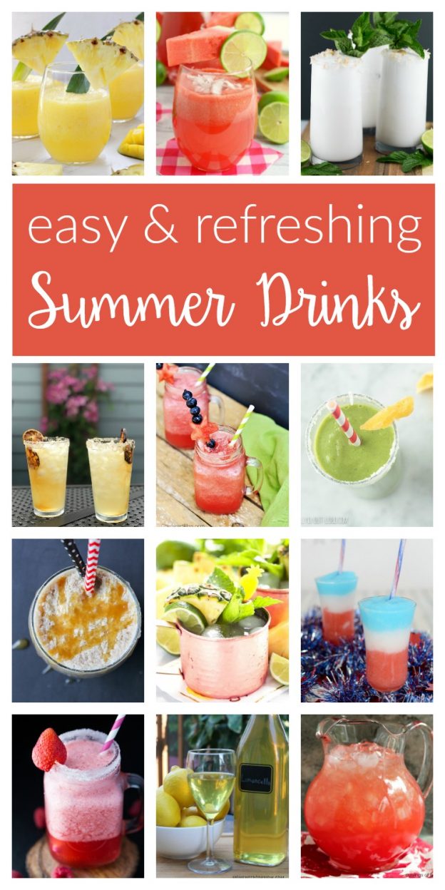 These refreshing summer drinks will hit the spot on hot days! Fun, easy drink recipes - frozen cocktails for adults and non-alcoholic options the kids!