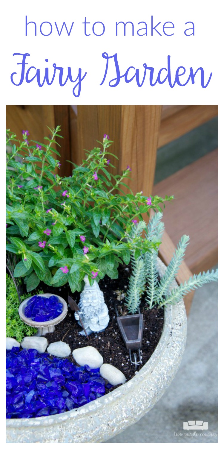 Learn how easy it is to make a fairy garden in a pot. Simple outdoor plants and accessories bring your DIY gnome or fairy garden container ideas to life!