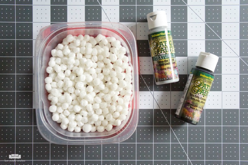 Step by step tutorial on how to make a faux succulent terrarium using Fairfield World Oly*Fun craft material and Poly-Fil Biggie Bean Bag Filler.