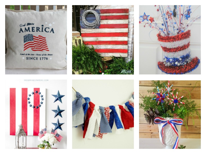 Deck your halls in red, white and blue! Lots of DIY patriotic home decor ideas and projects for 4th of July! Celebrate the USA! Rustic Americana style