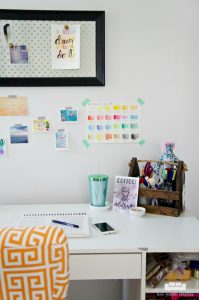 Spare Bedroom Turned Craft Room - Room by Room Series - two purple couches