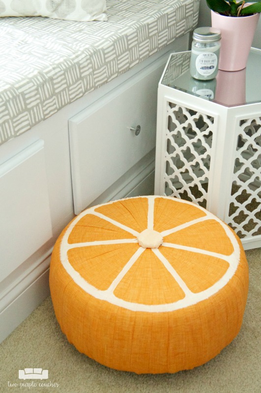 DIY Fruit Slice Pouf / How cute is this!? This fun, trendy and colorful ottoman is sure to make a splash in your home decor this summer! 